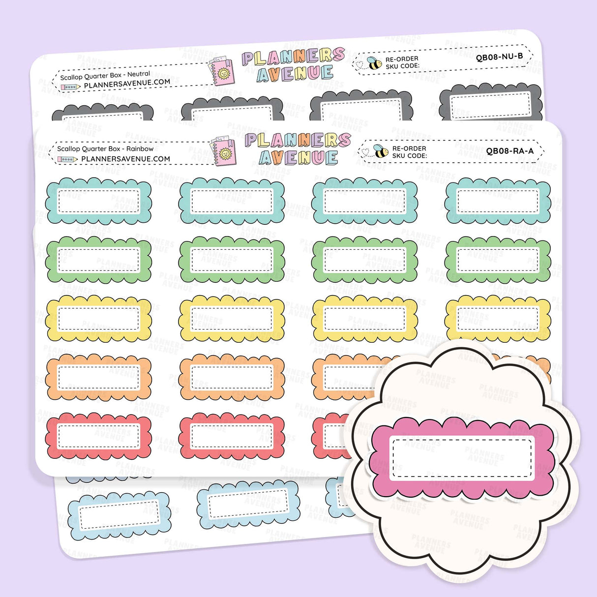Scallop Quarter Box Planner Stickers