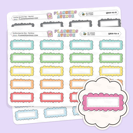 Scallop Quarter Box Planner Stickers