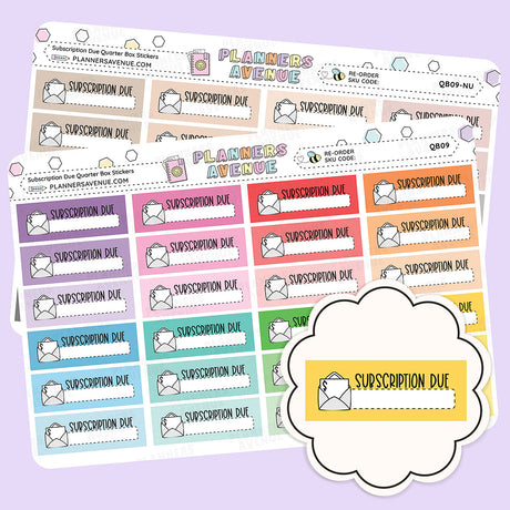 Subscription Due Planner Stickers