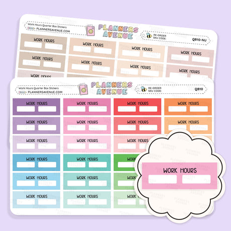 Work Hours Quarter Box Planner Stickers