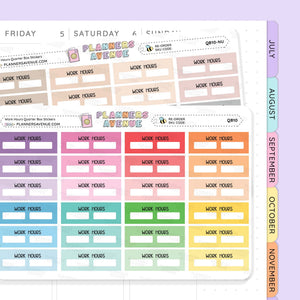 Work Hours Quarter Box Planner Stickers