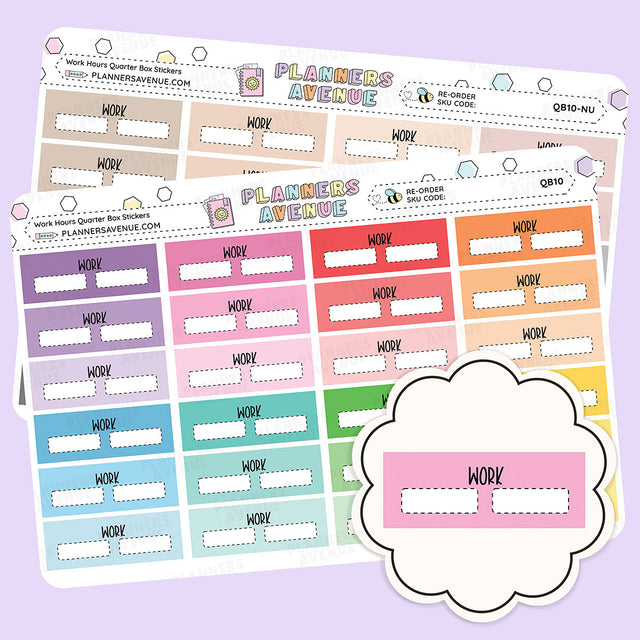 Work Hours Quarter Box Planner Stickers