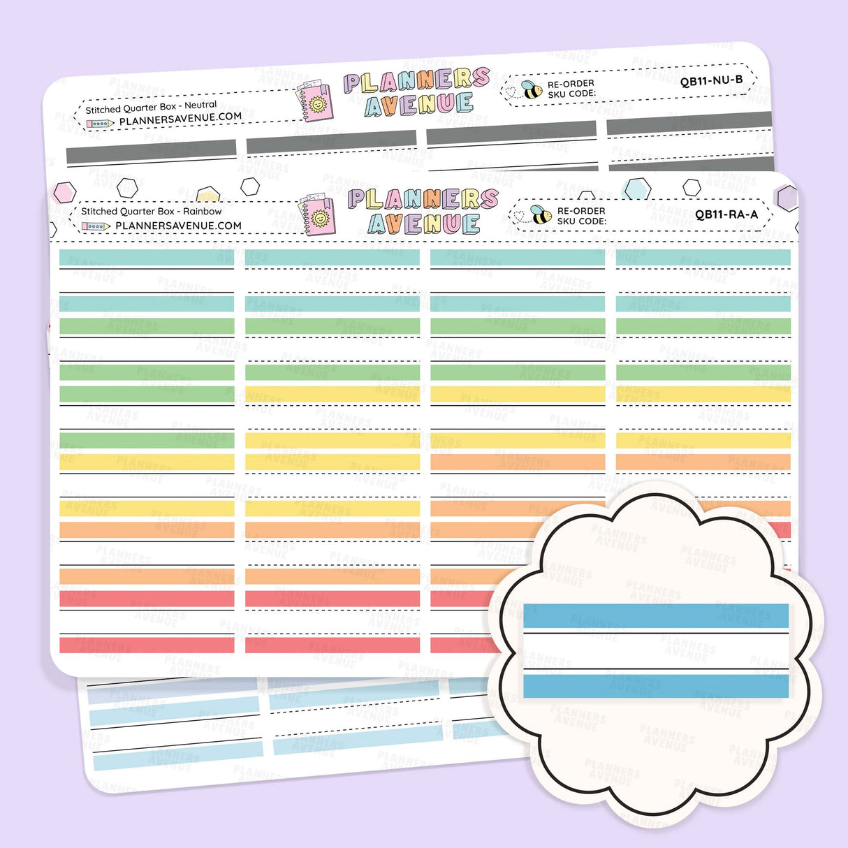 Stitched Quarter Box Planner Stickers