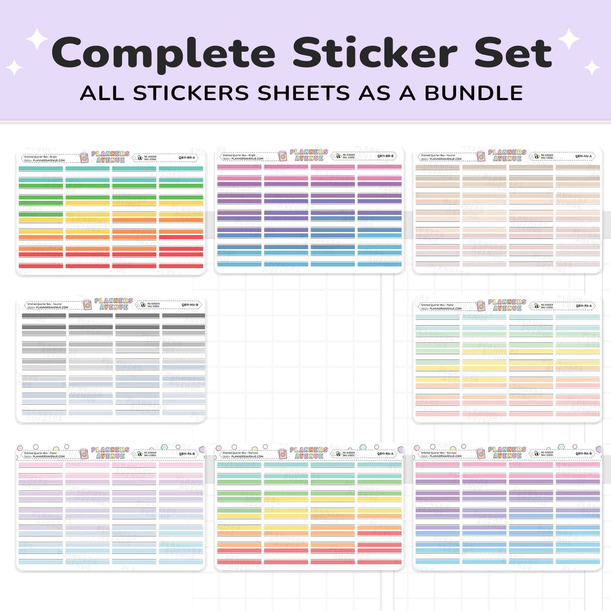 Stitched Quarter Box Planner Stickers