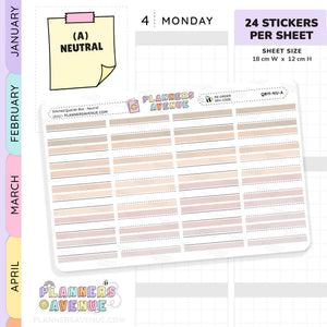 Stitched Quarter Box Planner Stickers