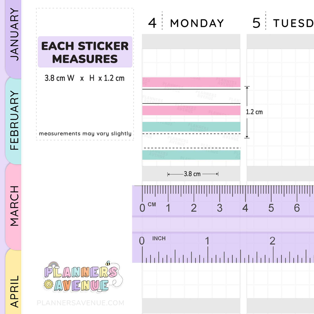 Stitched Quarter Box Planner Stickers