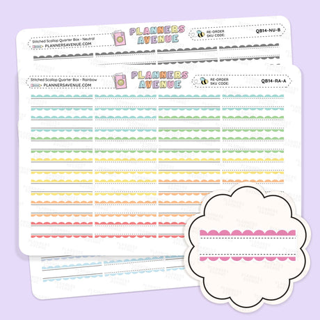 Stitched Scallop Quarter Box Planner Stickers