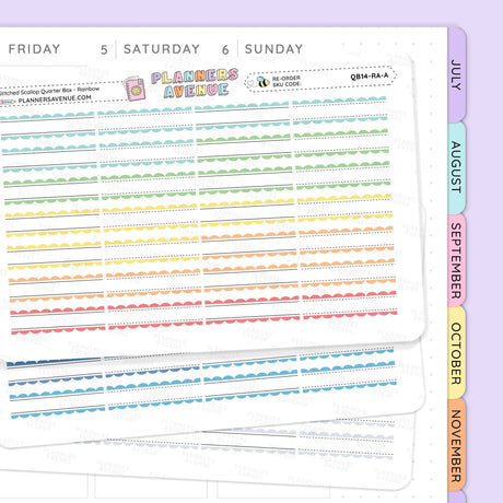 Stitched Scallop Quarter Box Planner Stickers