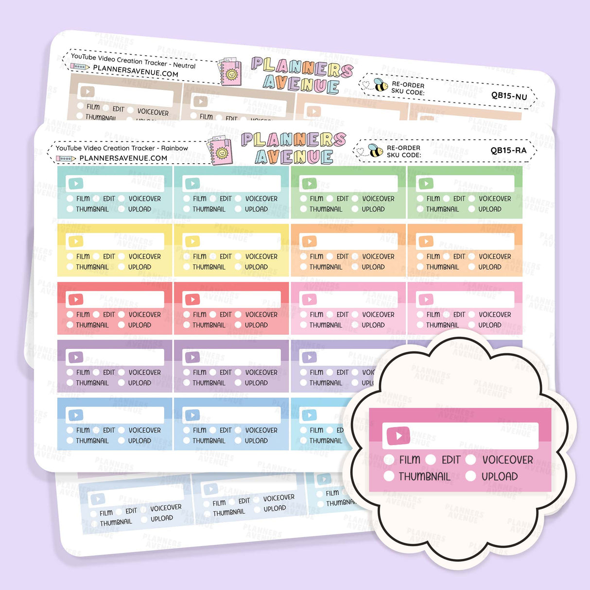 Video Creation Tracker Planner Stickers
