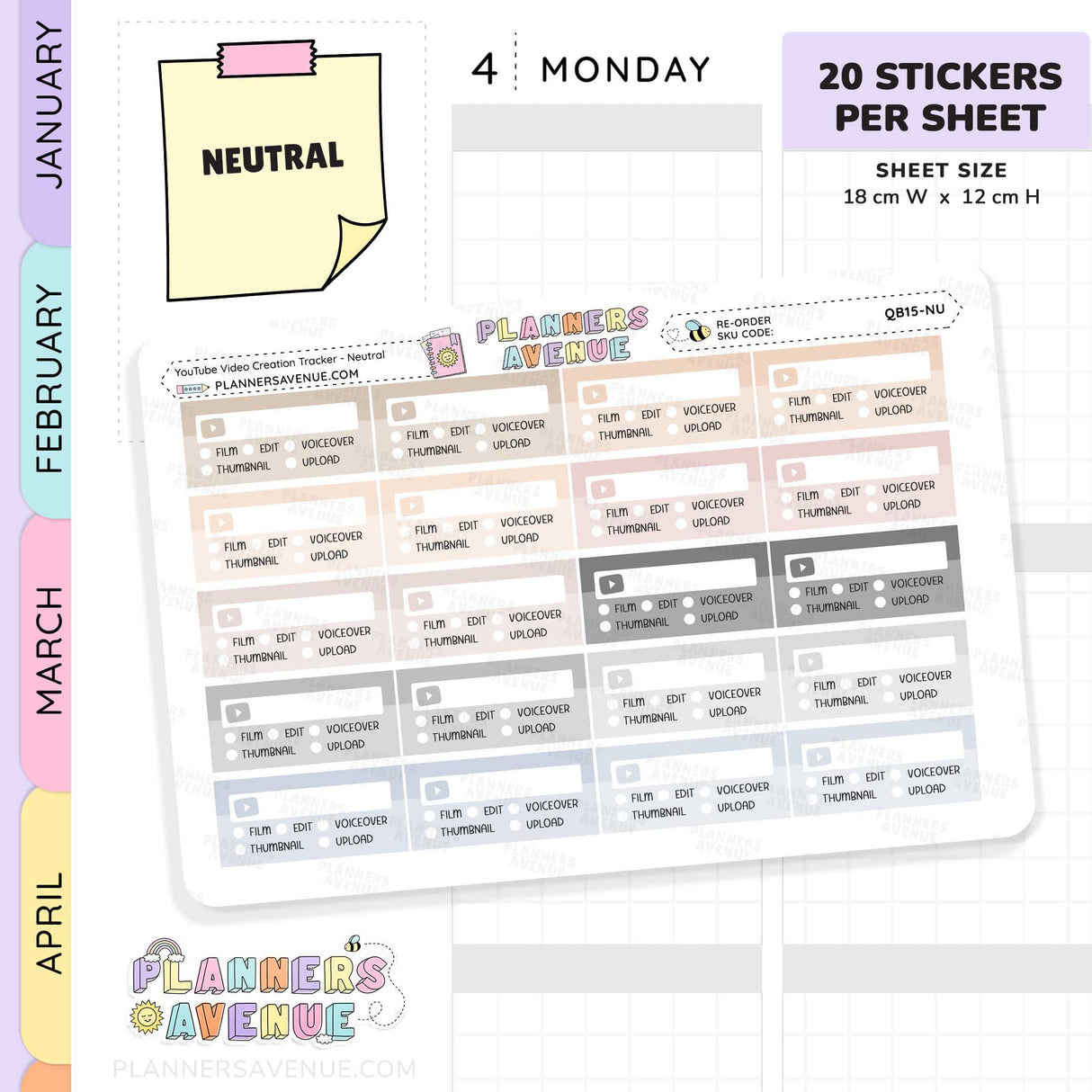 Video Creation Tracker Planner Stickers