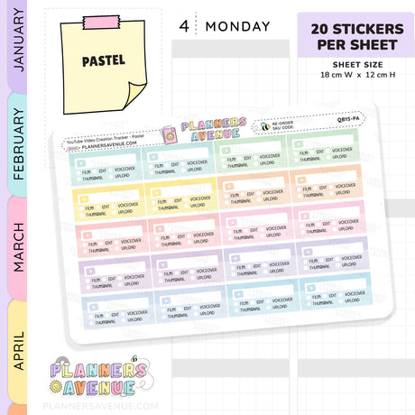 Video Creation Tracker Planner Stickers