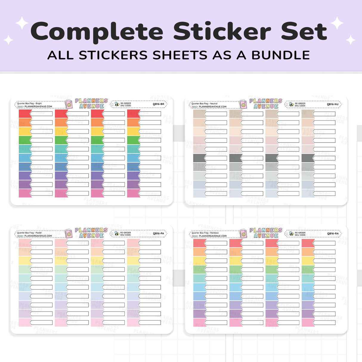 Quarter Box Flag Planner Stickers