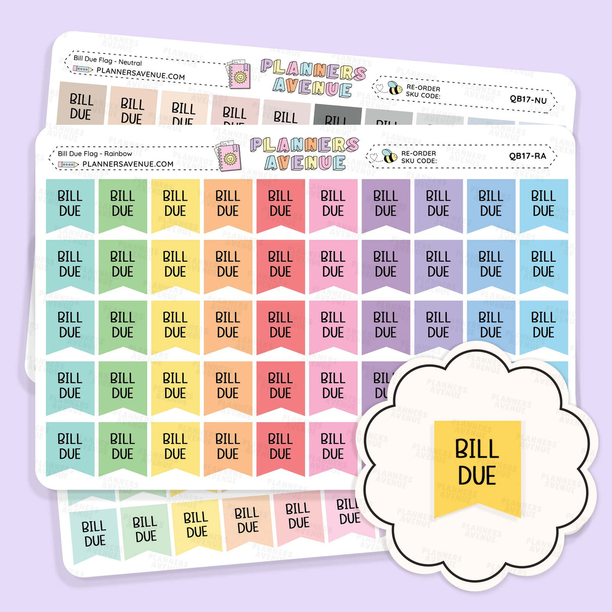 Bill Due Flag Planner Stickers