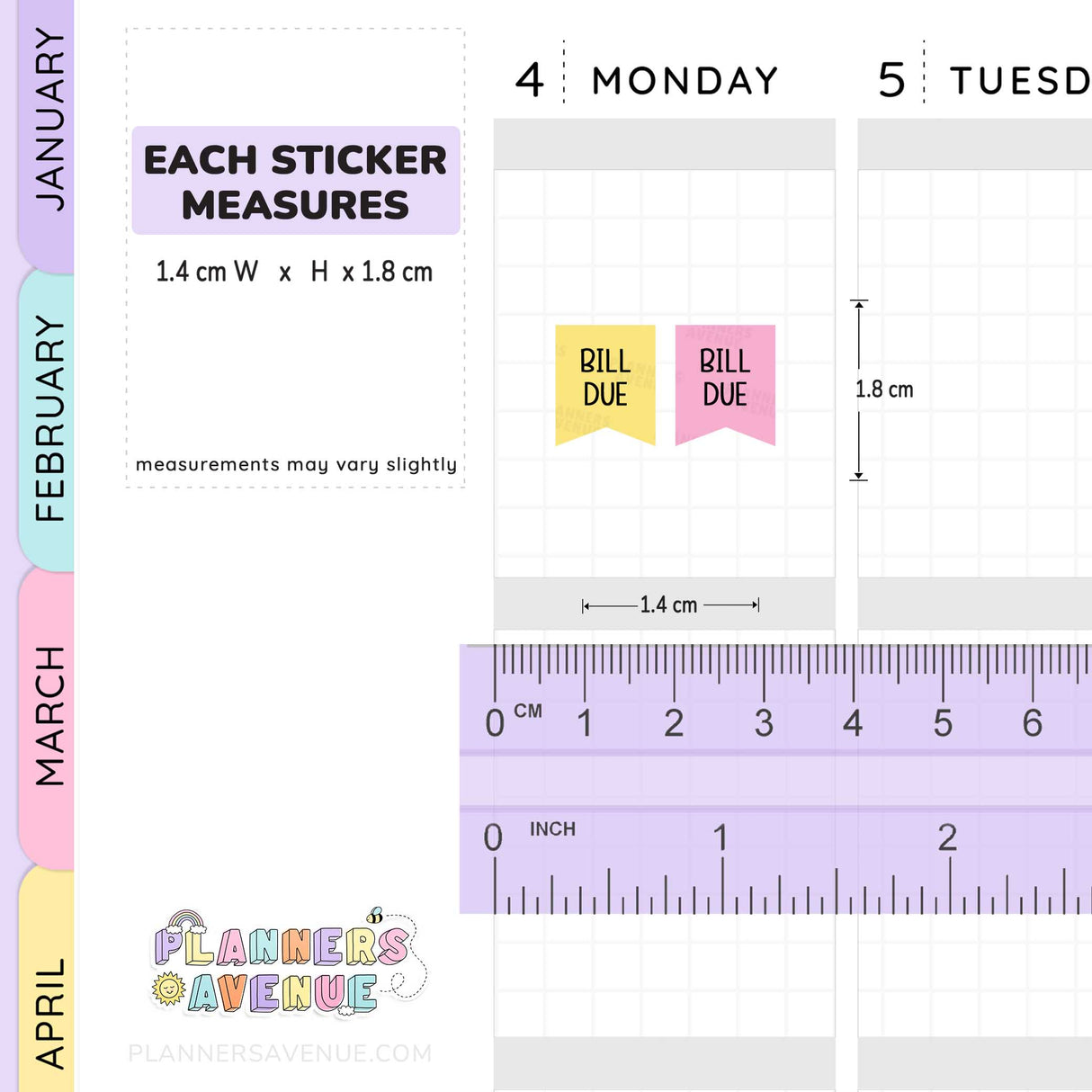Bill Due Flag Planner Stickers