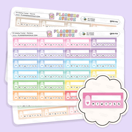 Pill Weekly Tracker Planner Stickers