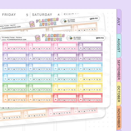 Pill Weekly Tracker Planner Stickers