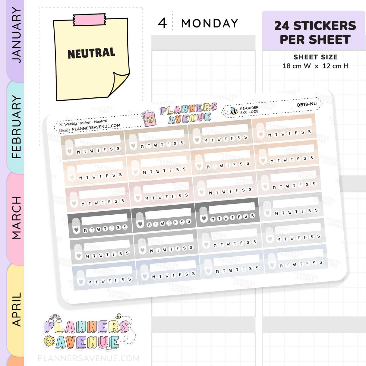 Pill Weekly Tracker Planner Stickers