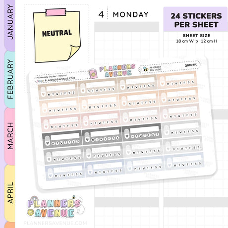 Pill Weekly Tracker Planner Stickers