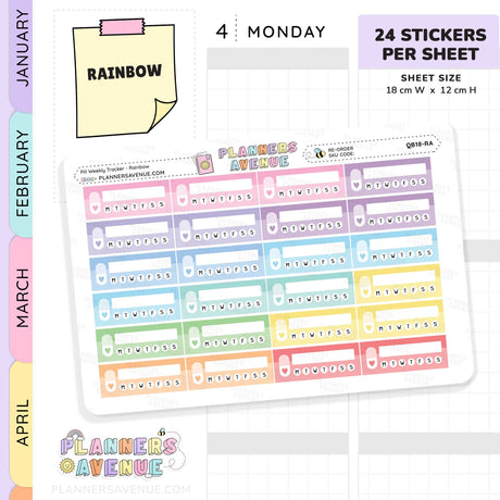 Pill Weekly Tracker Planner Stickers