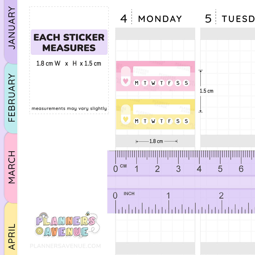 Pill Weekly Tracker Planner Stickers