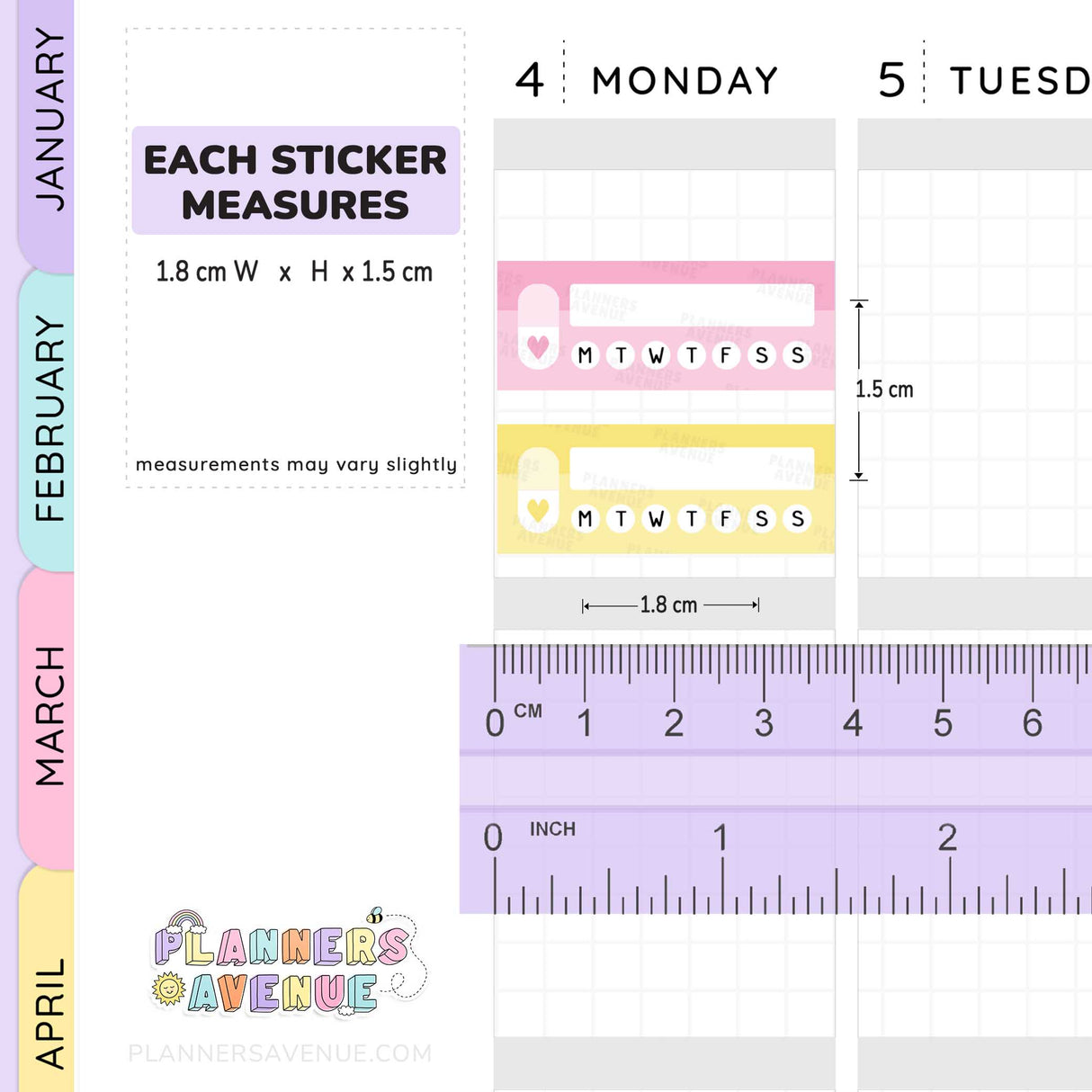Pill Weekly Tracker Planner Stickers