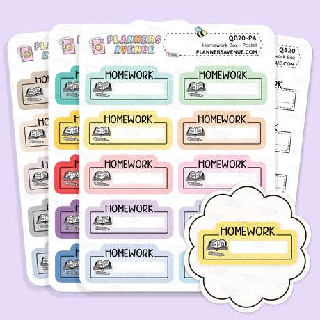 Homework Script Boxes Planner Stickers