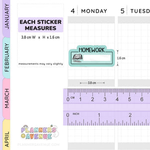 Homework Script Boxes Planner Stickers