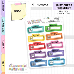 Meeting Script Boxes Planner Stickers