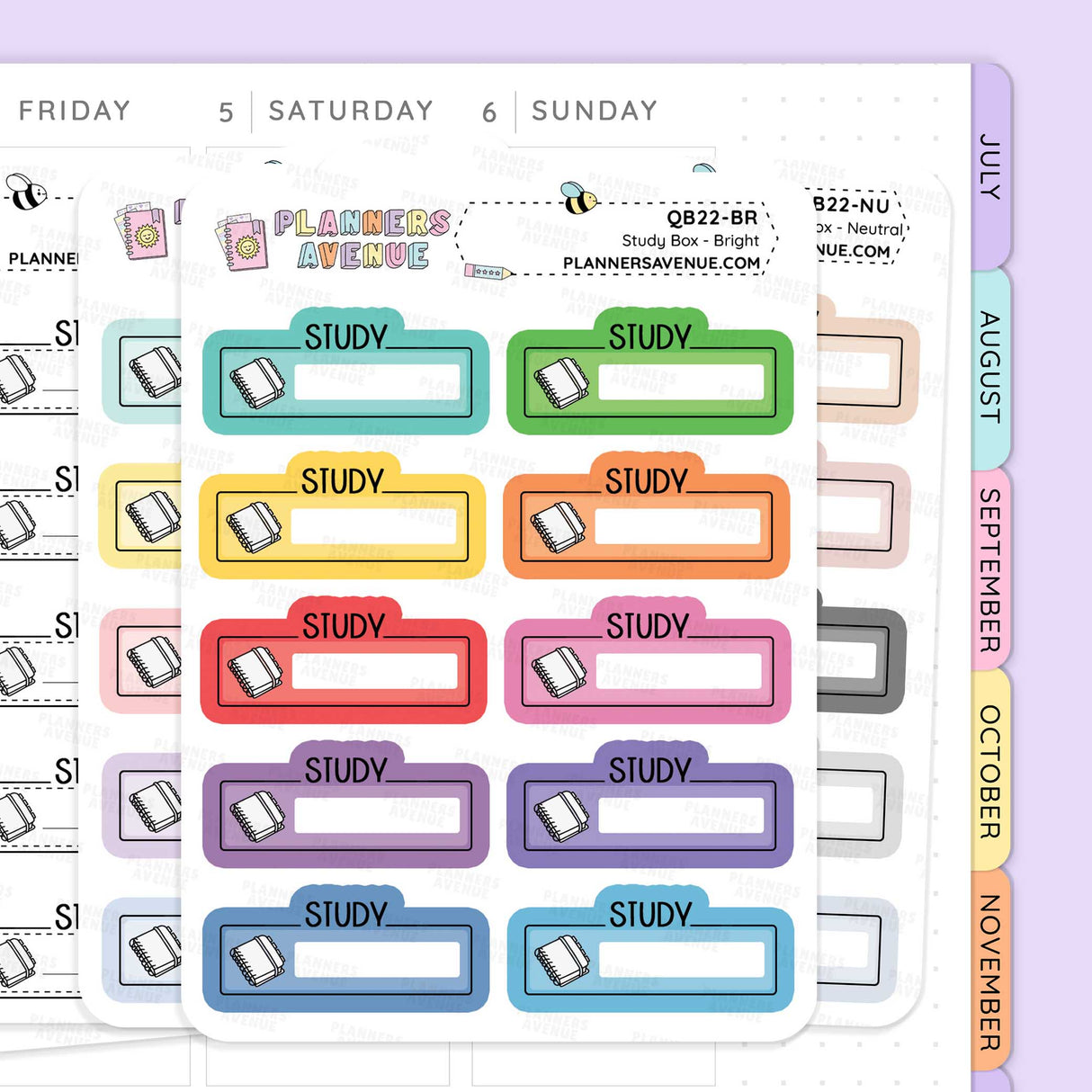 Study Script Boxes Planner Stickers