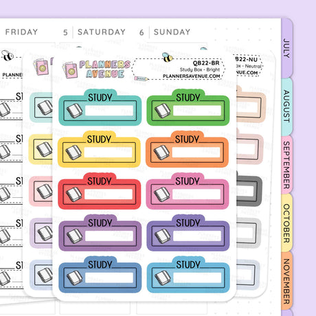 Study Script Boxes Planner Stickers