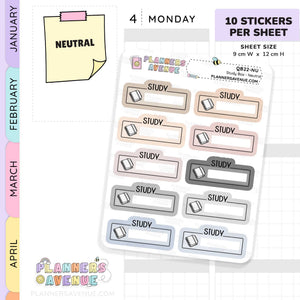 Study Script Boxes Planner Stickers