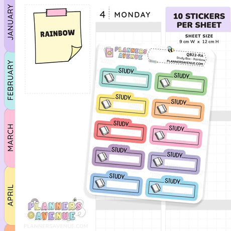 Study Script Boxes Planner Stickers