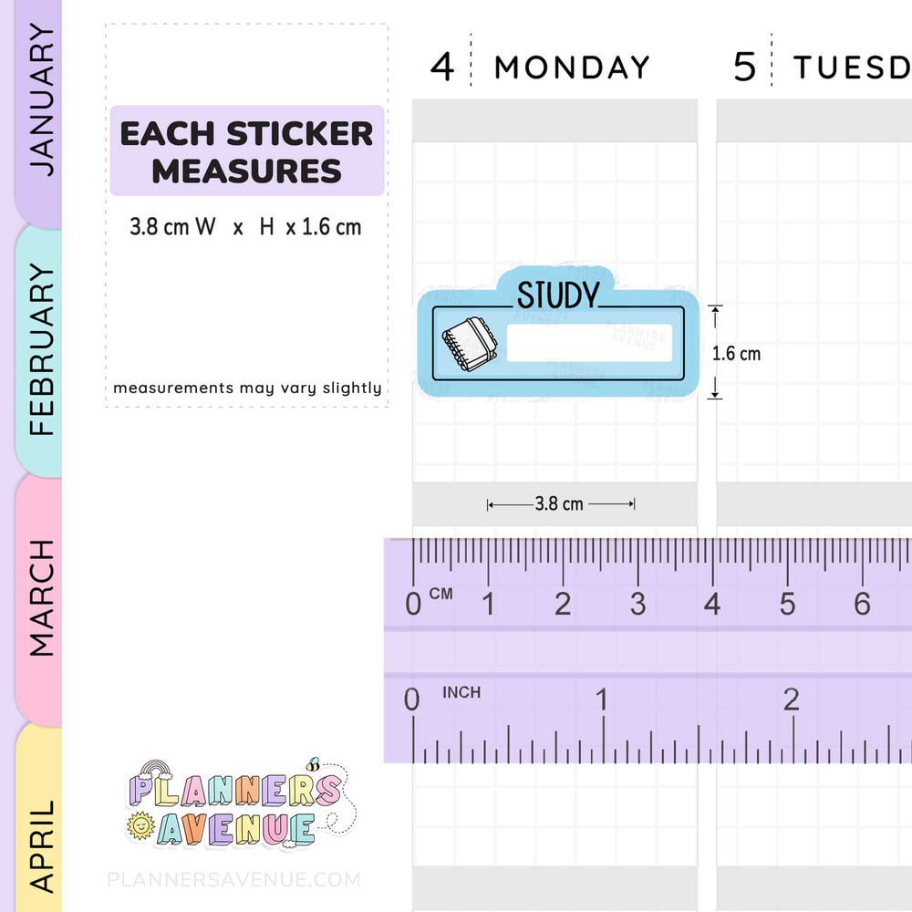 Study Script Boxes Planner Stickers