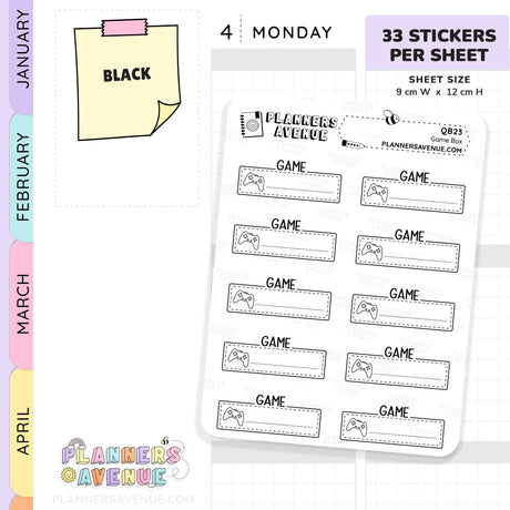 Game Script Boxes Planner Stickers