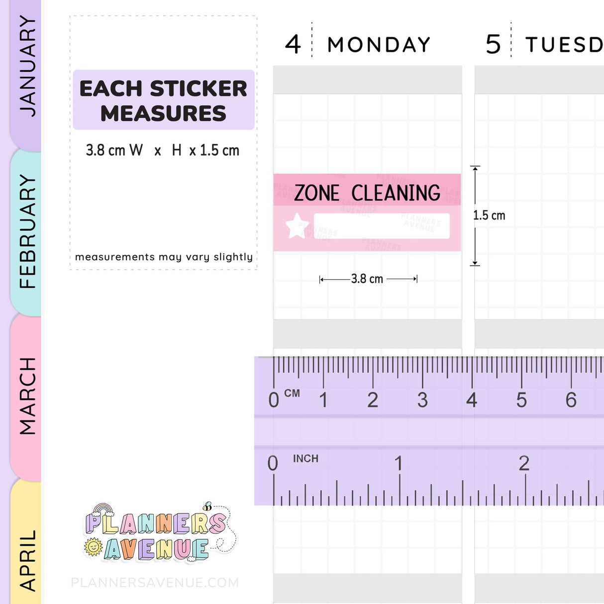 Zone Cleaning Box Planner Stickers