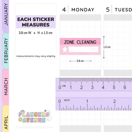 Zone Cleaning Box Planner Stickers