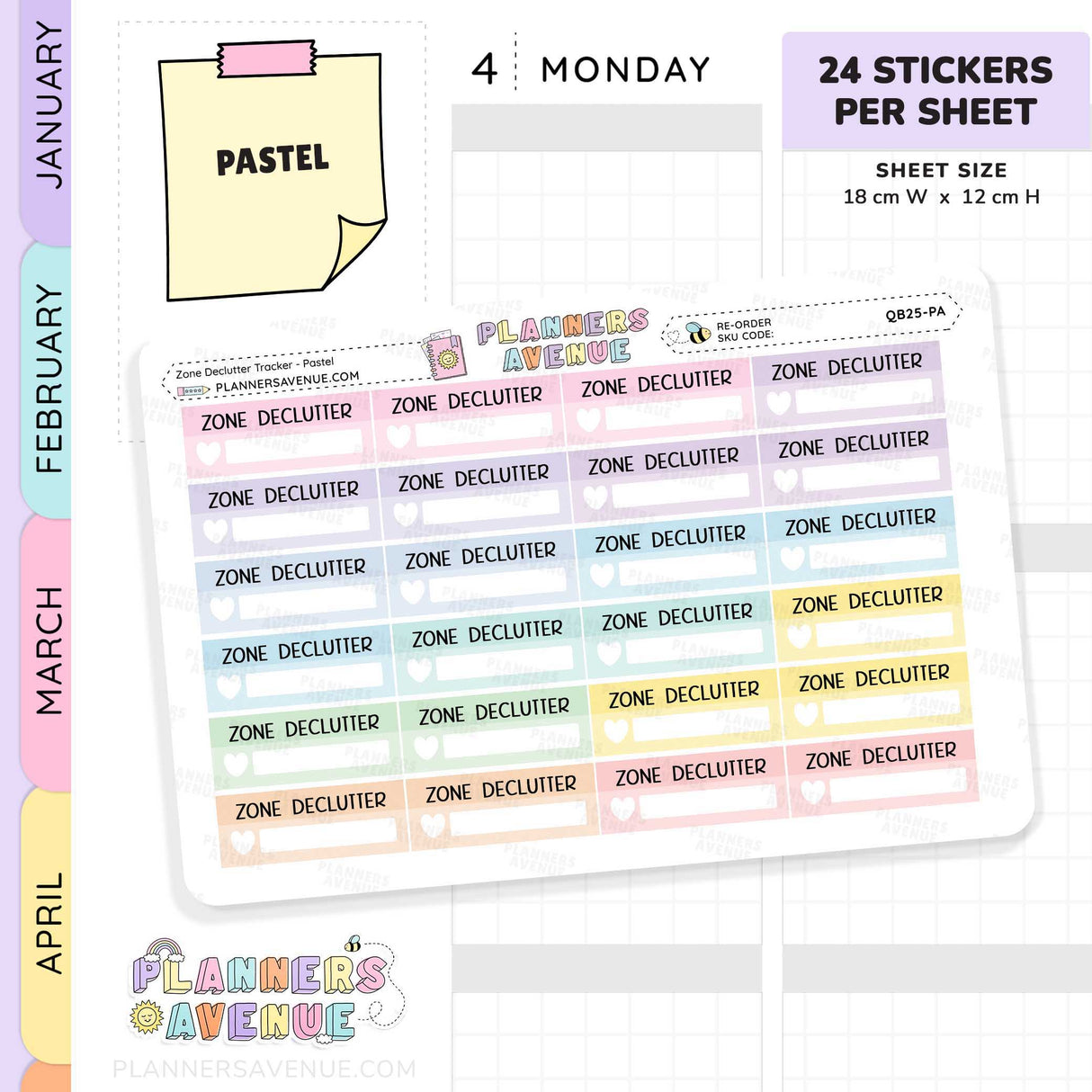 Zone Declutter Box Planner Stickers