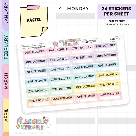 Zone Declutter Box Planner Stickers