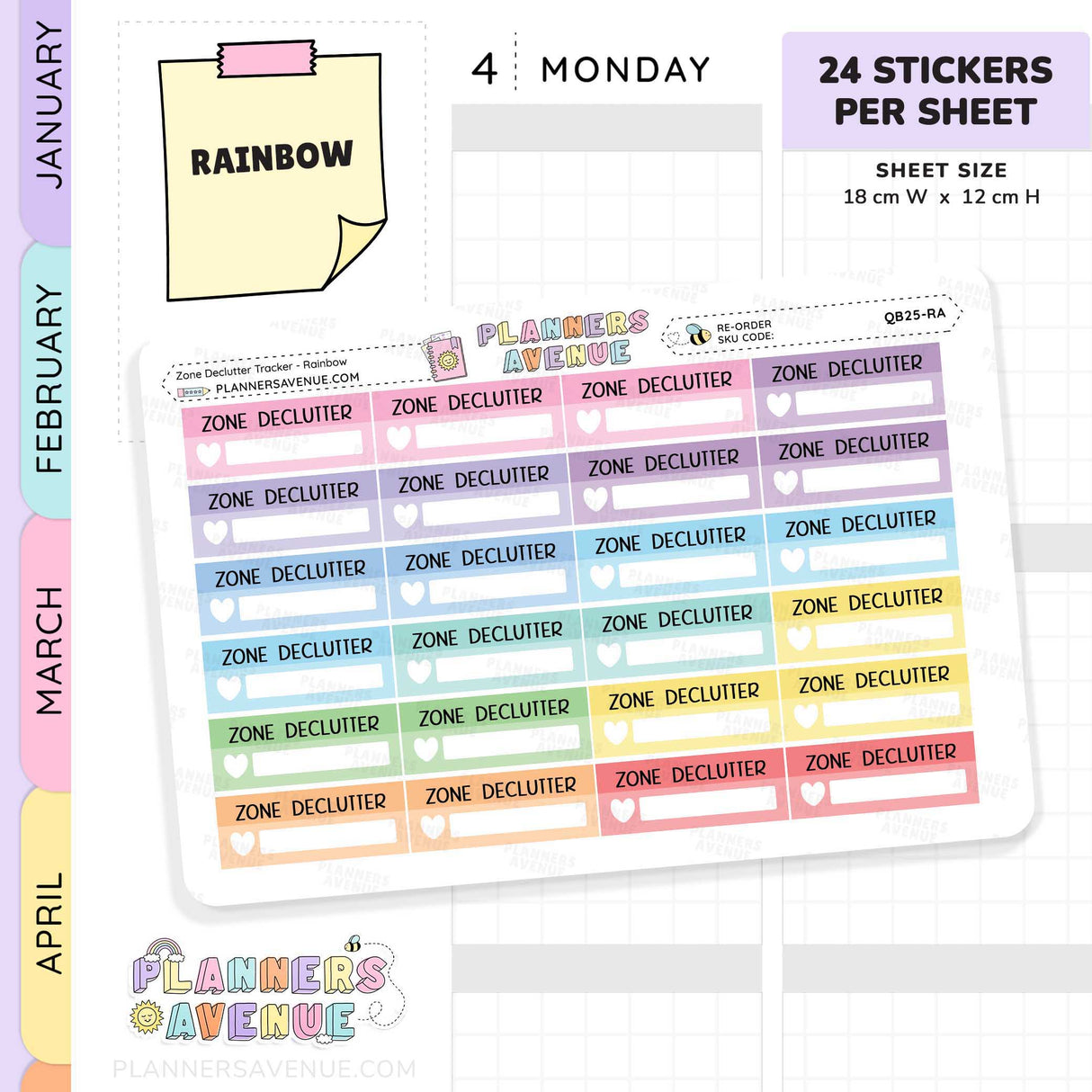 Zone Declutter Box Planner Stickers