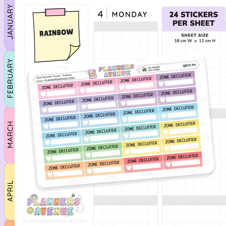 Zone Declutter Box Planner Stickers