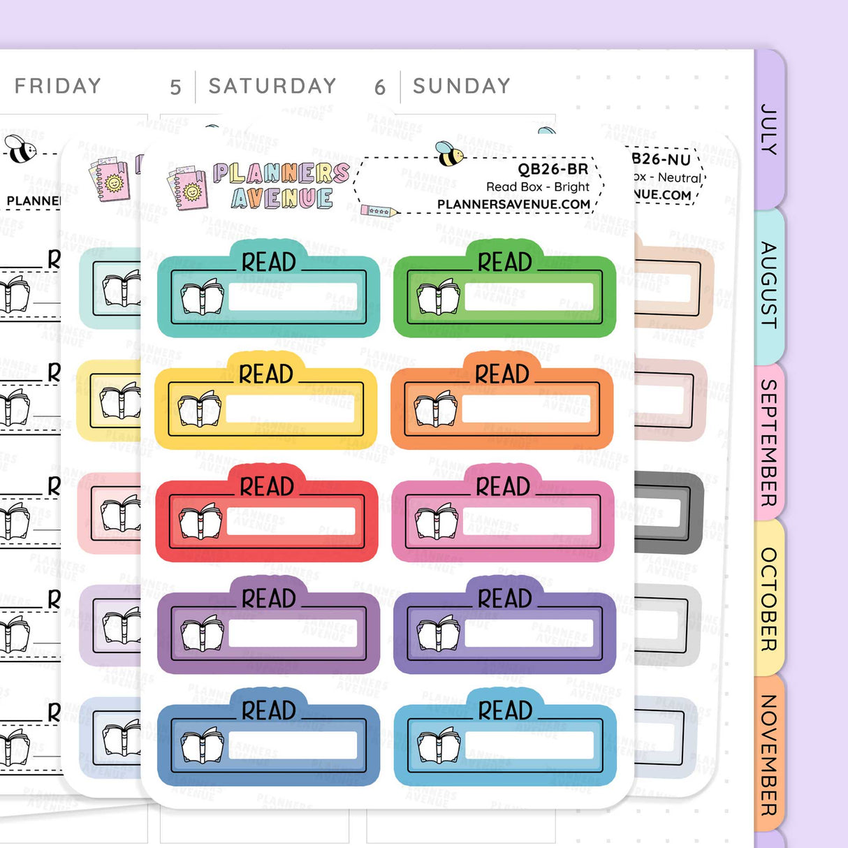 Read Script Box Planner Stickers