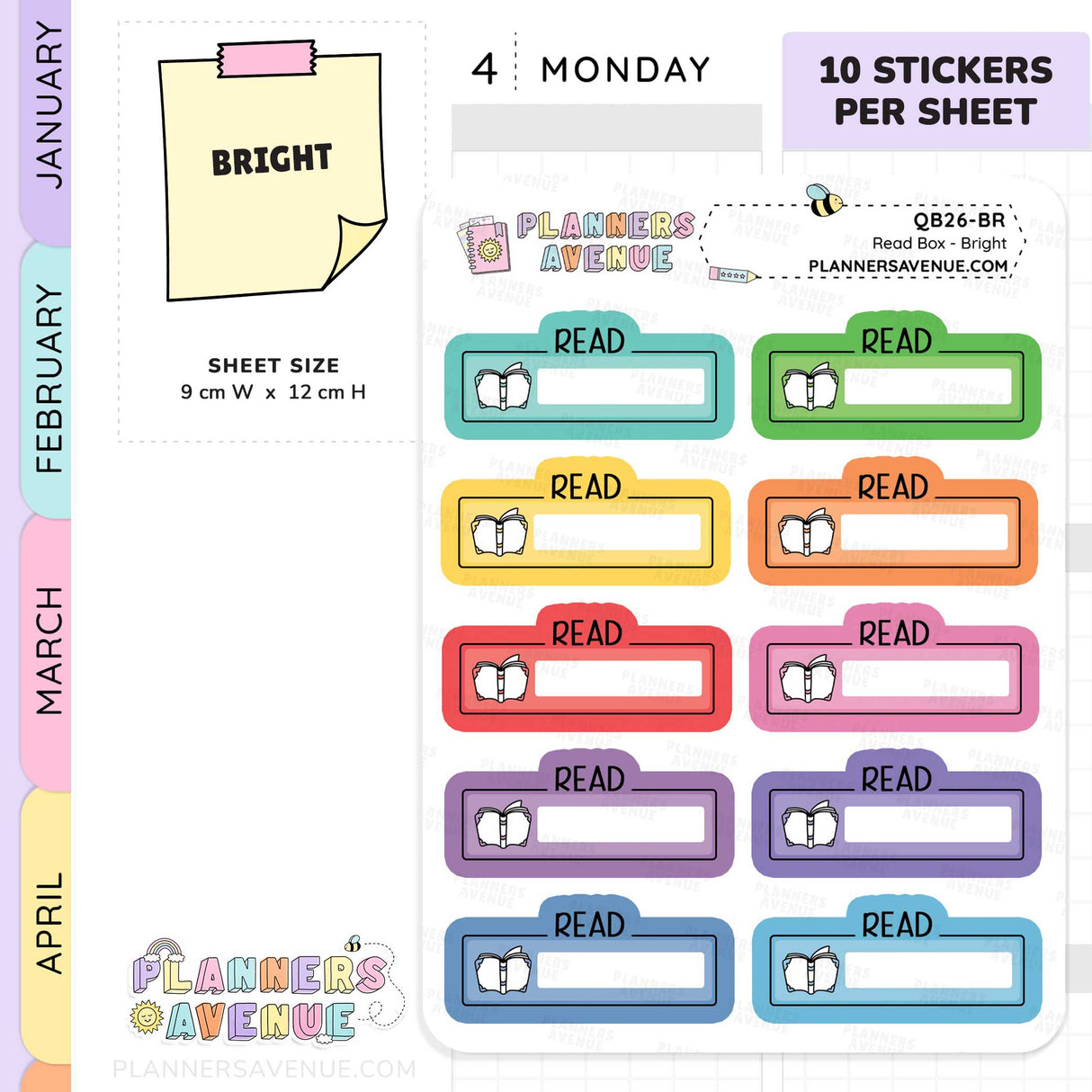 Read Script Box Planner Stickers