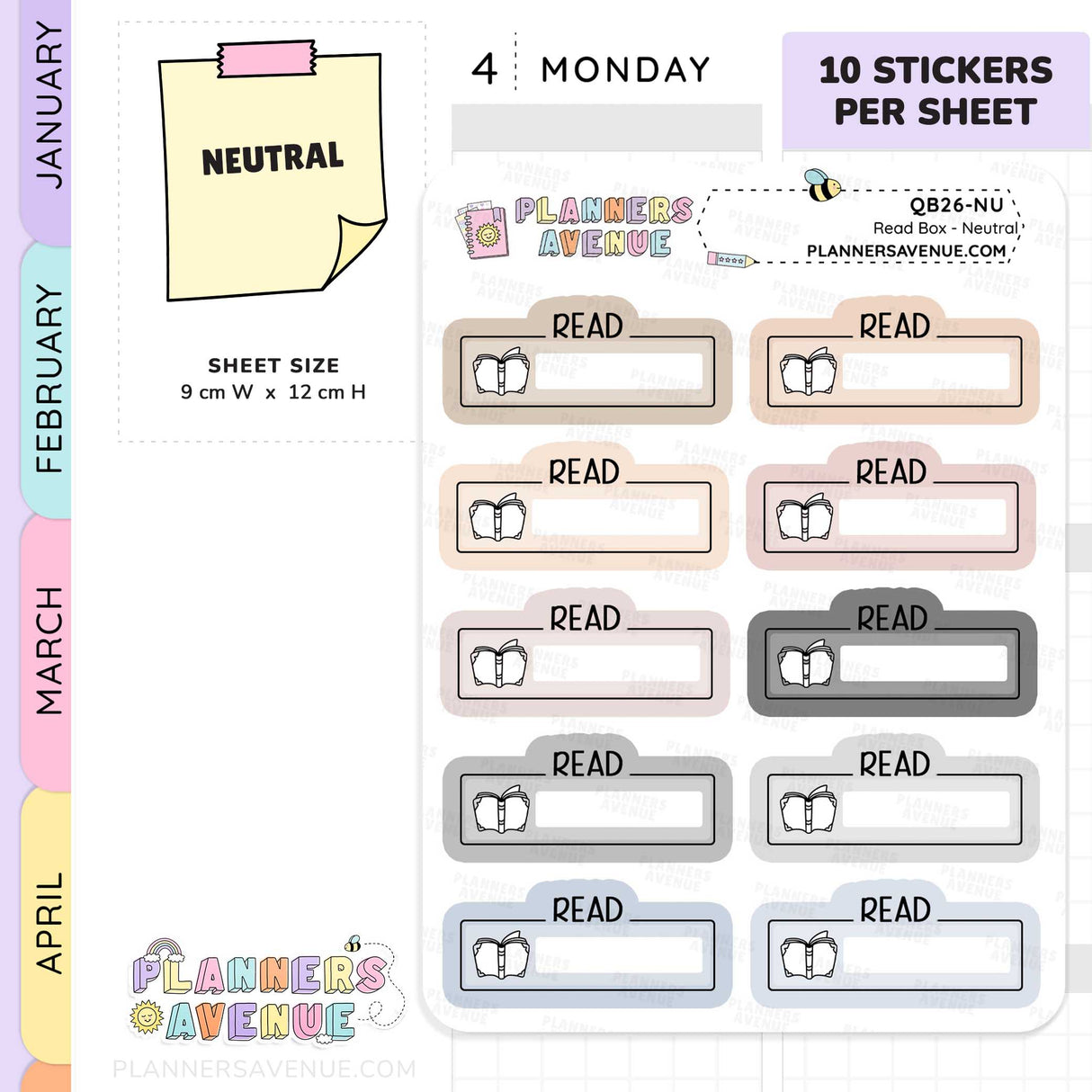 Read Script Box Planner Stickers