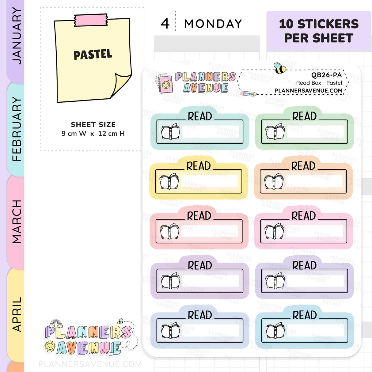 Read Script Box Planner Stickers