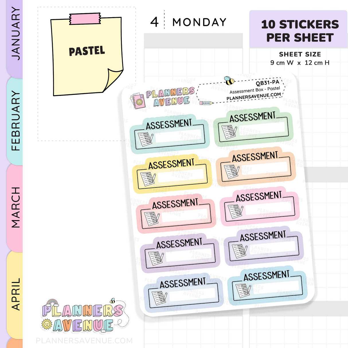 Assessment Script Box Planner Stickers