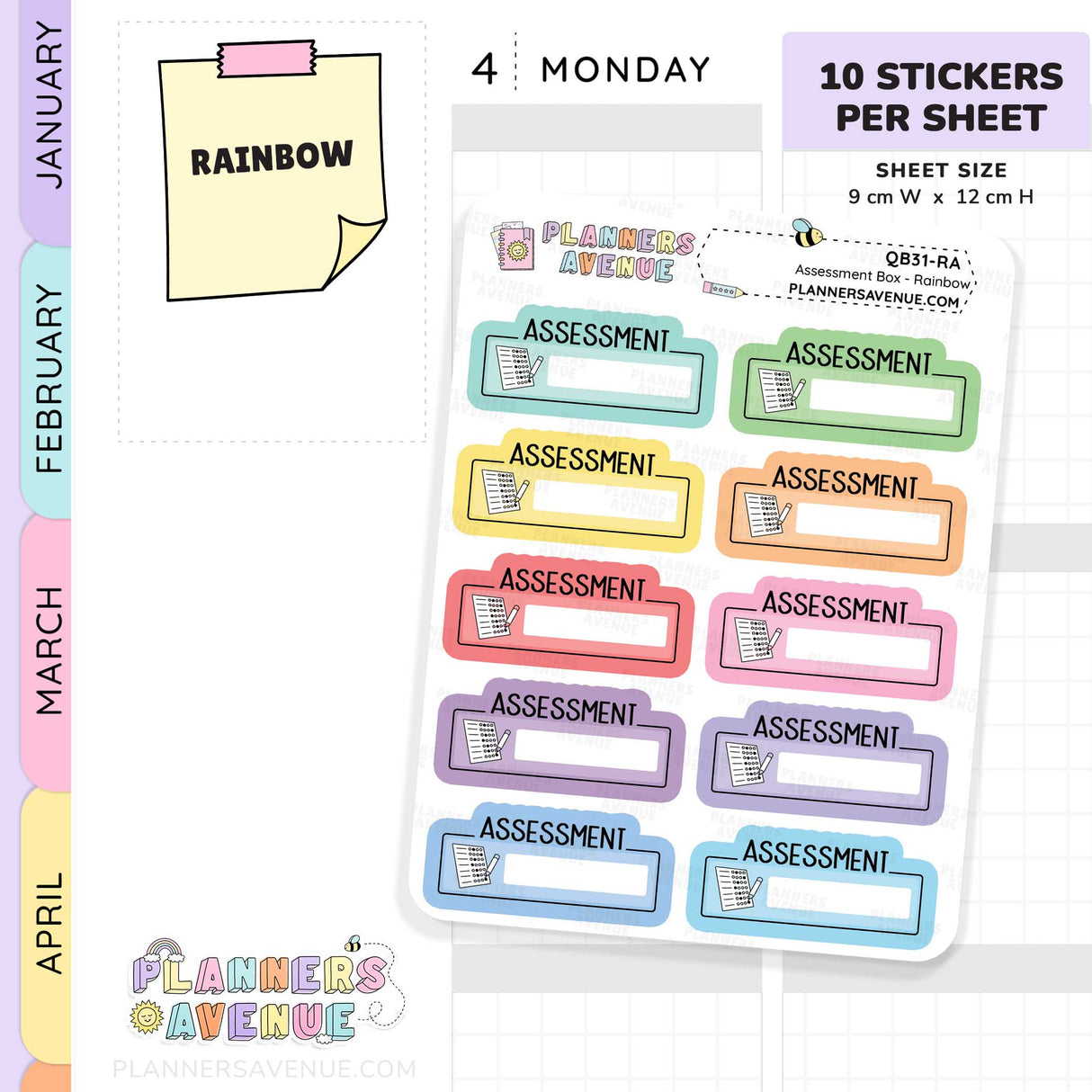 Assessment Script Box Planner Stickers