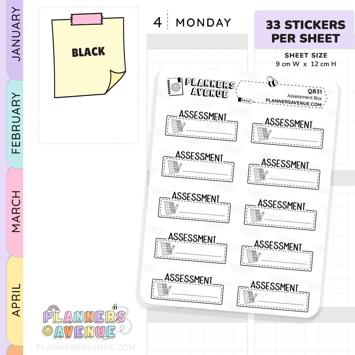 Assessment Script Box Planner Stickers