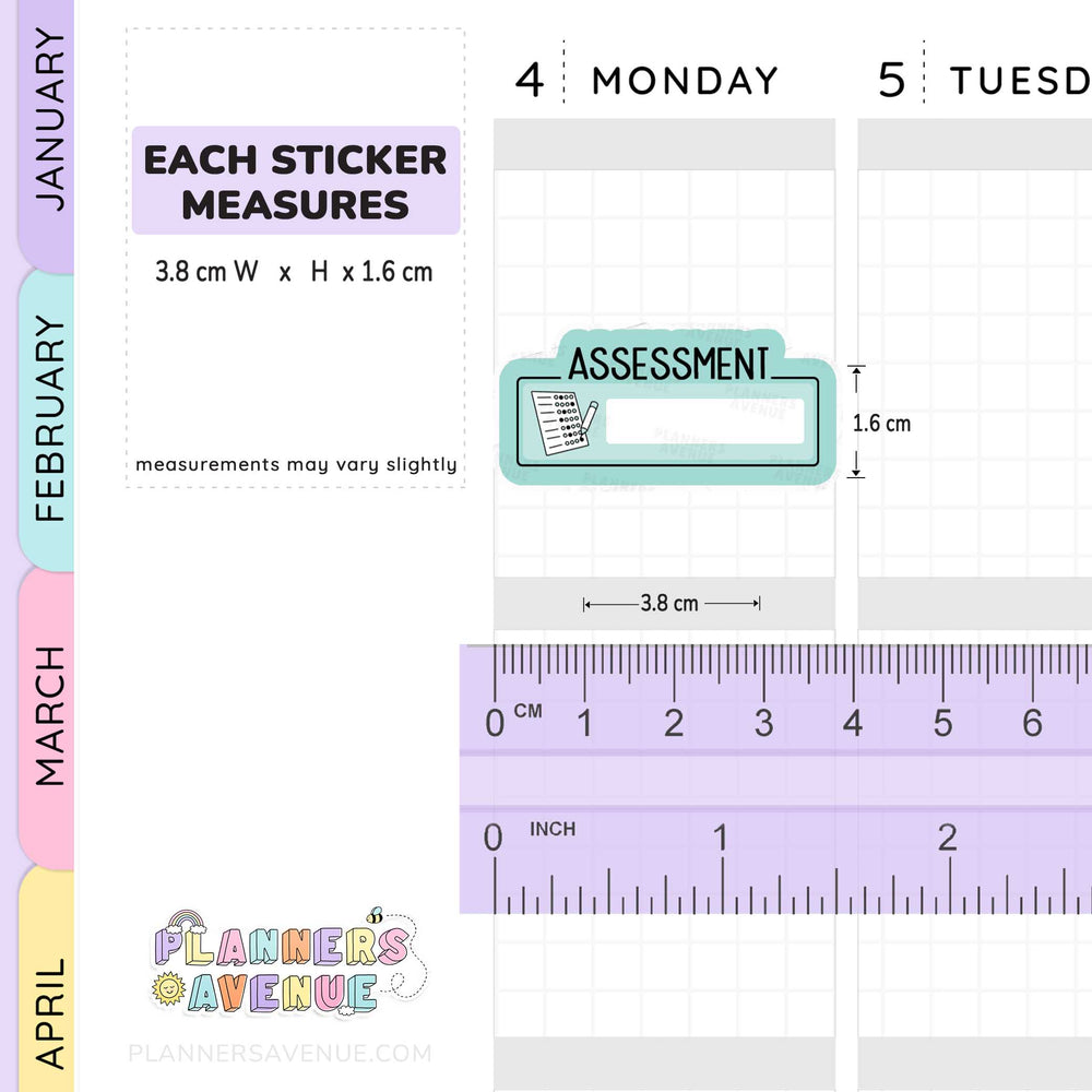 Assessment Script Box Planner Stickers