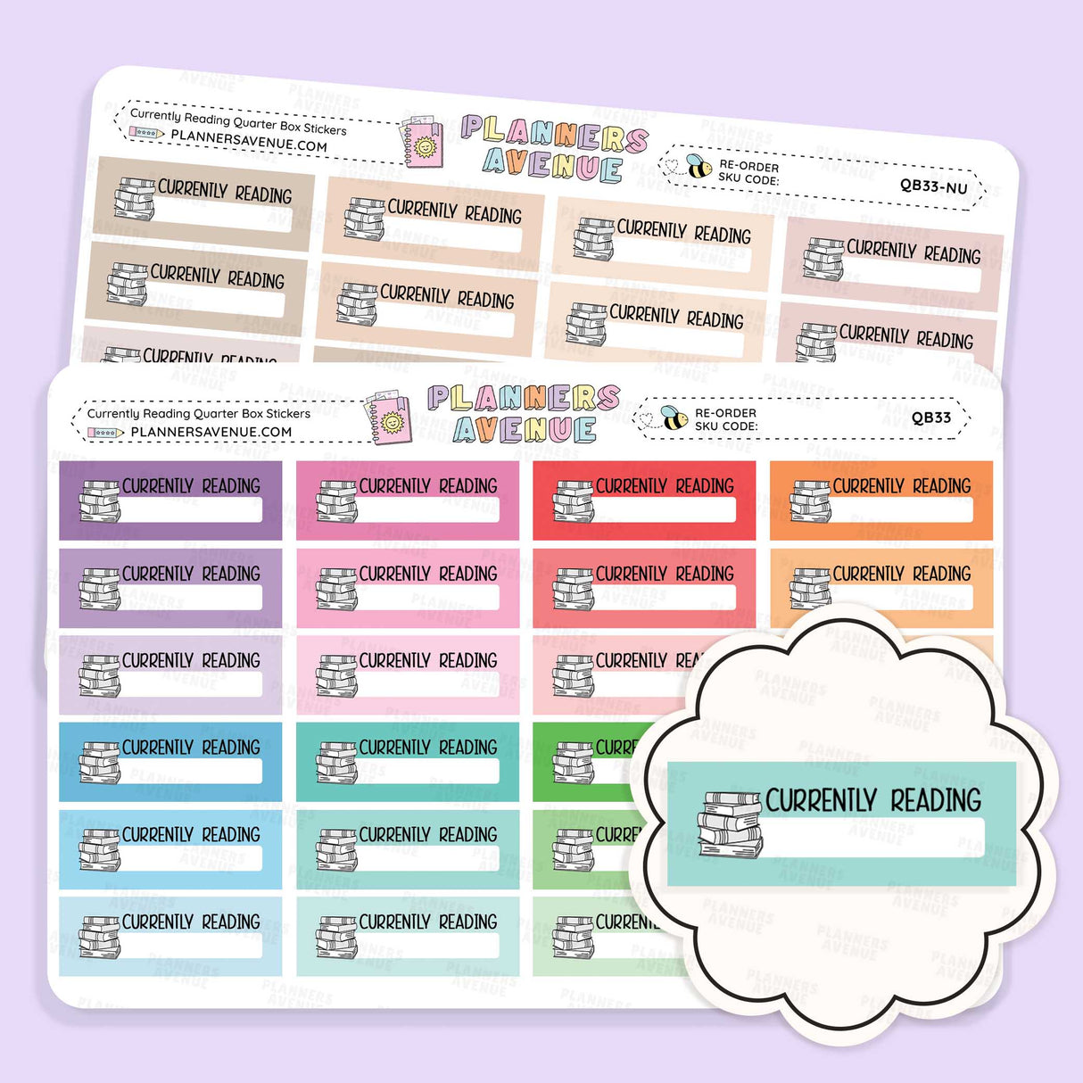 Currently Reading Quarter Box Stickers