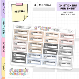 Currently Reading Quarter Box Stickers
